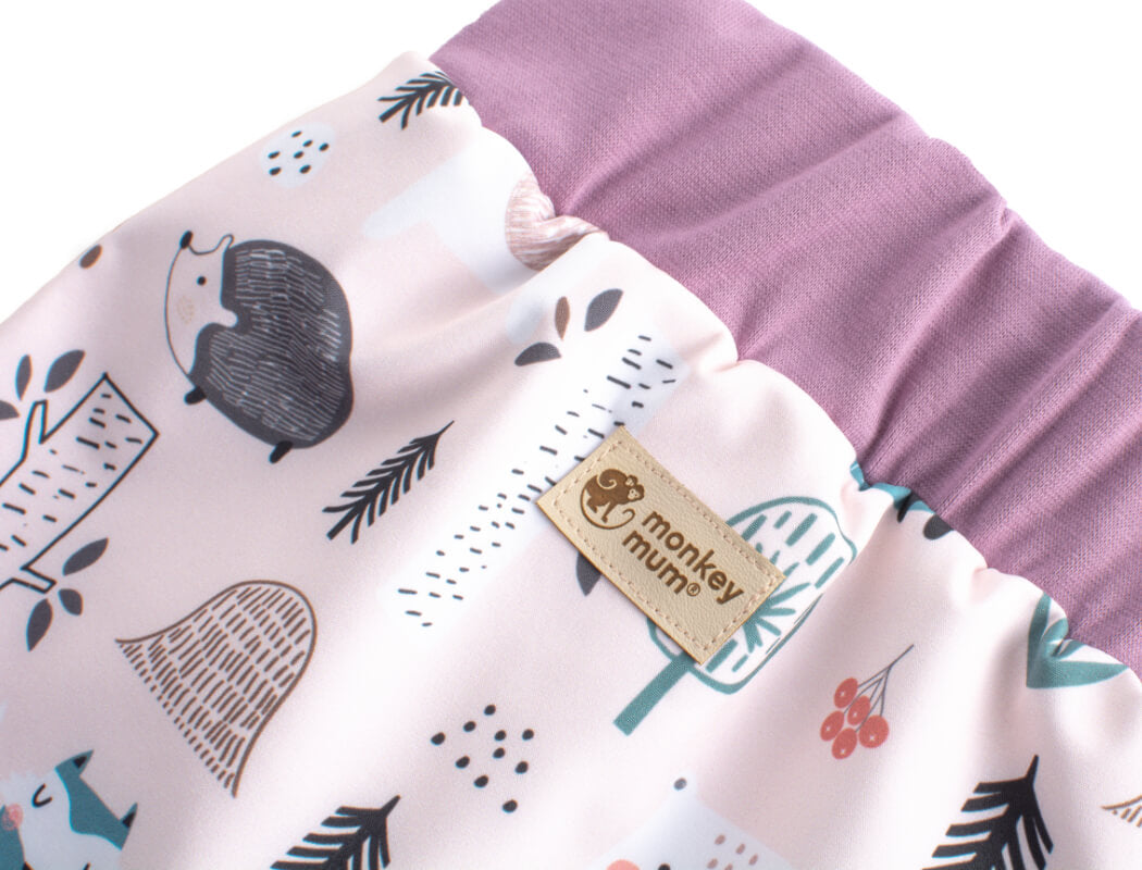 Pantaloni pentru copii din softshell cu membrană Monkey Mum® - Animăluțe de zi