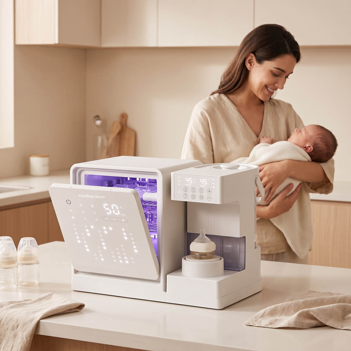 Încălzitor și sterilizator pentru biberoane Monkey Mum® Ultra 3 în 1