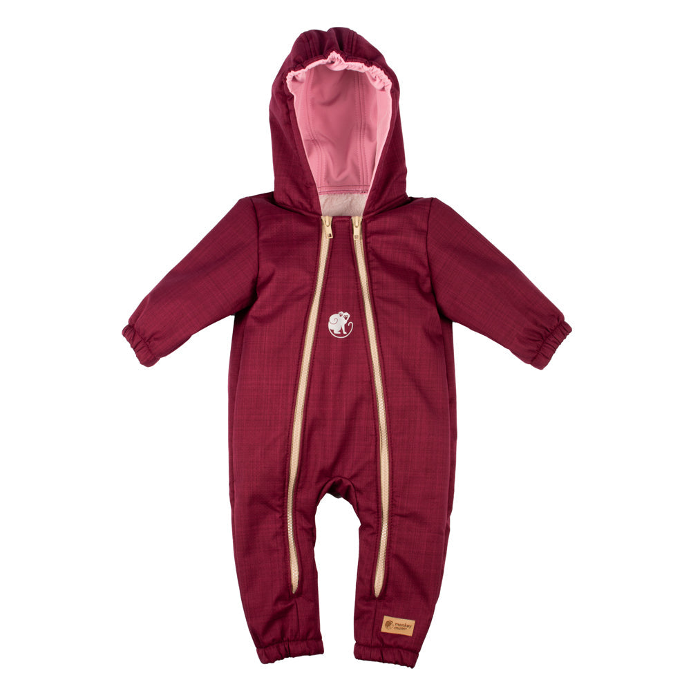 Monkey Mum® Dětská zimní softshellová kombinéza s beránkem - Vínová karkulka - vel. 62/68, 74/80