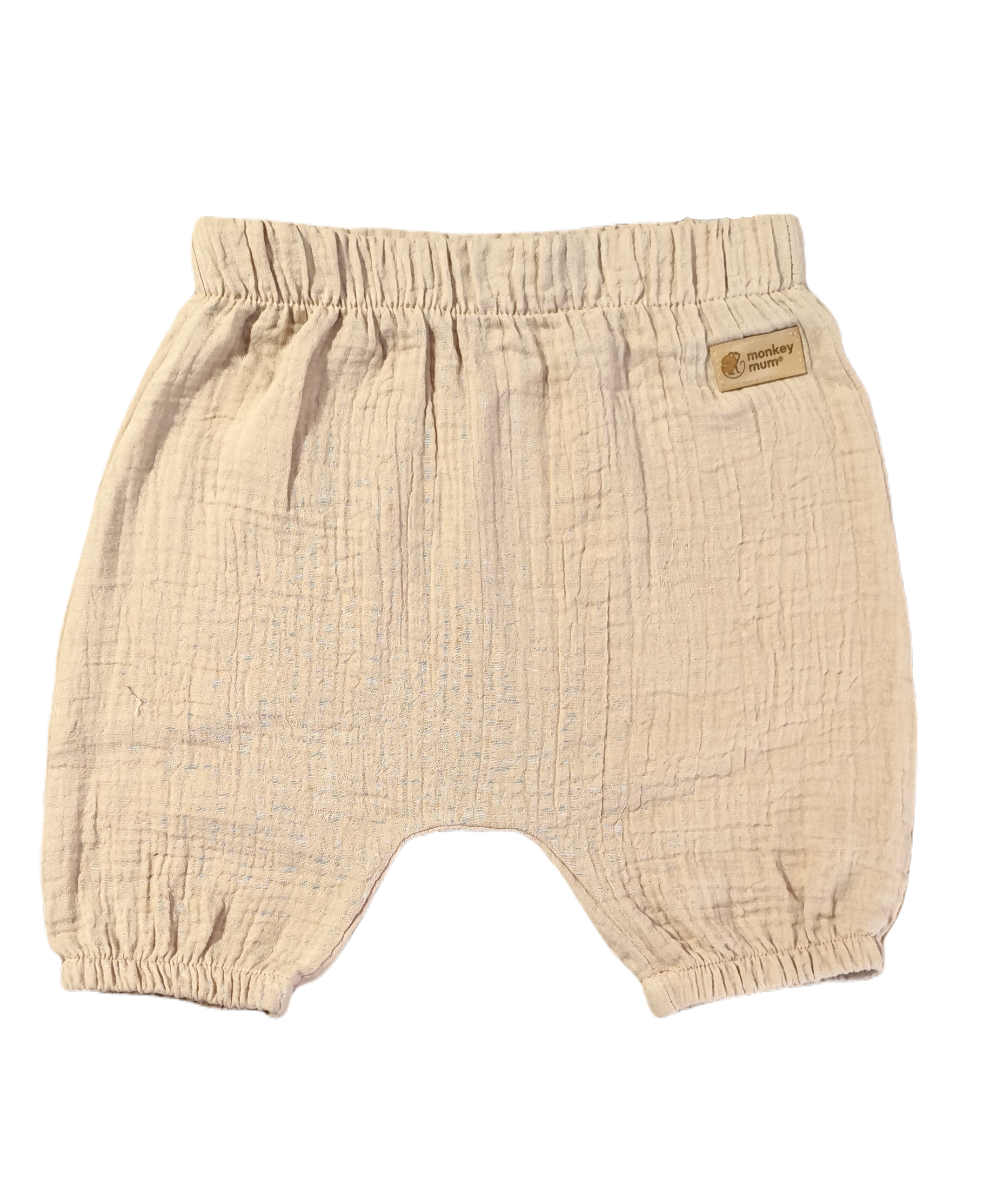 Pantalonași din muselină Monkey Mum® - Bej