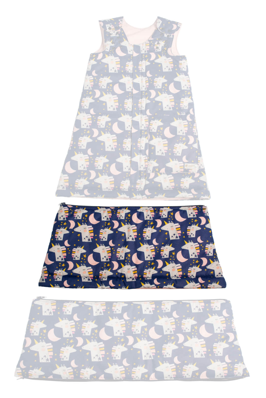 Sac de dormit de vară ajustabil Monkey Mum® 0 - 4 ani - A doua piesă suplimentară a setului - Unicorn ceresc