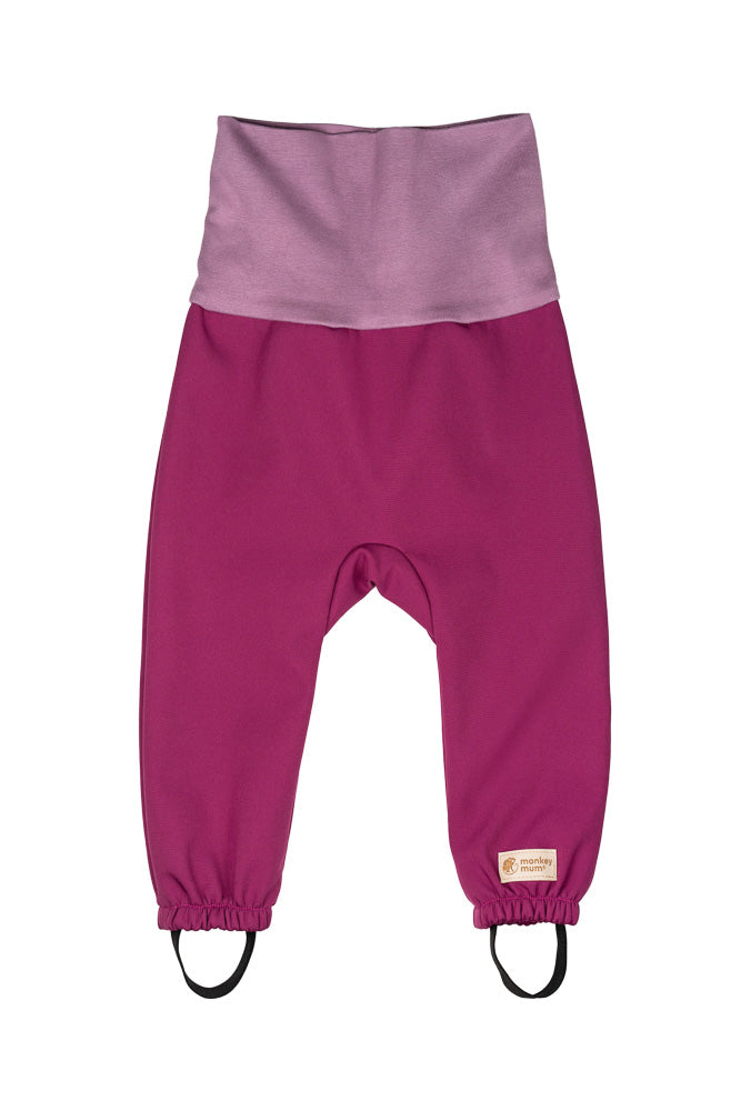 Pantaloni softshell pentru copii, extensibili, cu membrană Monkey Mum® - Zmeură suculentă