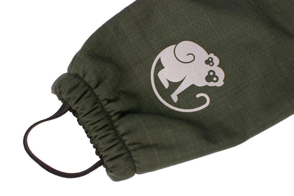 Pantaloni de iarnă extensibili din softshell pentru copii cu blăniță Monkey Mum® - Micul vânător kaki