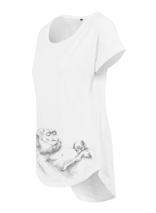 Tricou pentru alăptare Monkey Mum® alb - maimuțică