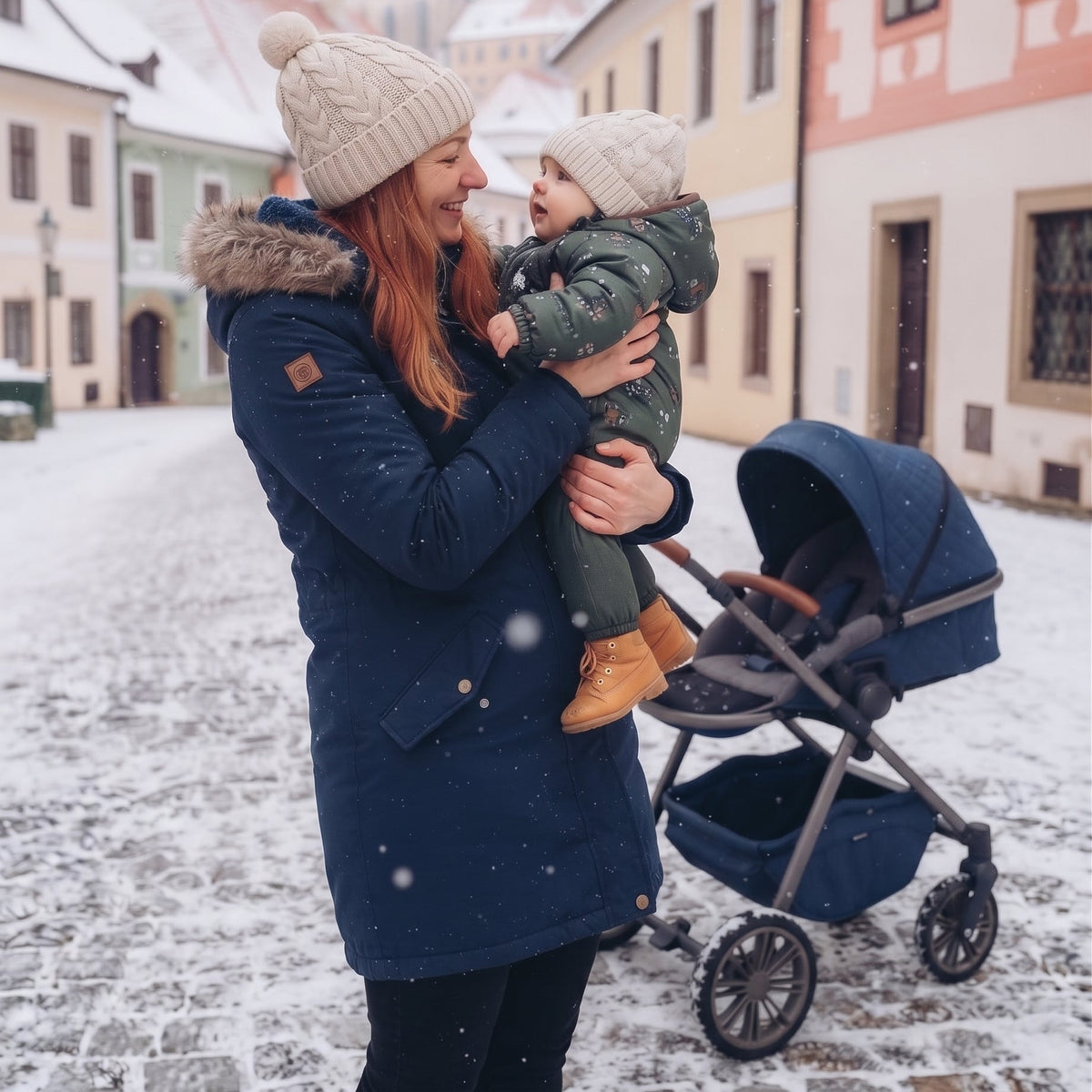 Monkey Mum® Combinezon de iarnă softshell pentru copii cu blăniță de miel - Micul vânător kaki cu ursuleț - măr.62/68, 74/80