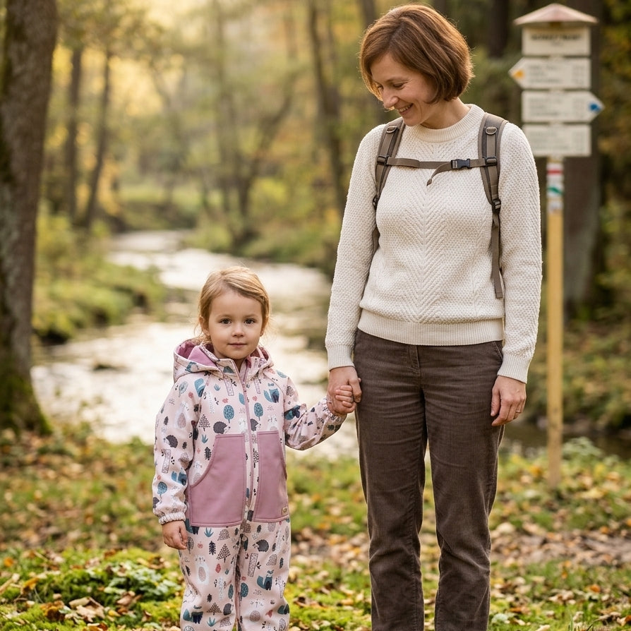 Monkey Mum® combinezon softshell cu membrană – Animăluțe de zi - măr. 98/104, 110/116