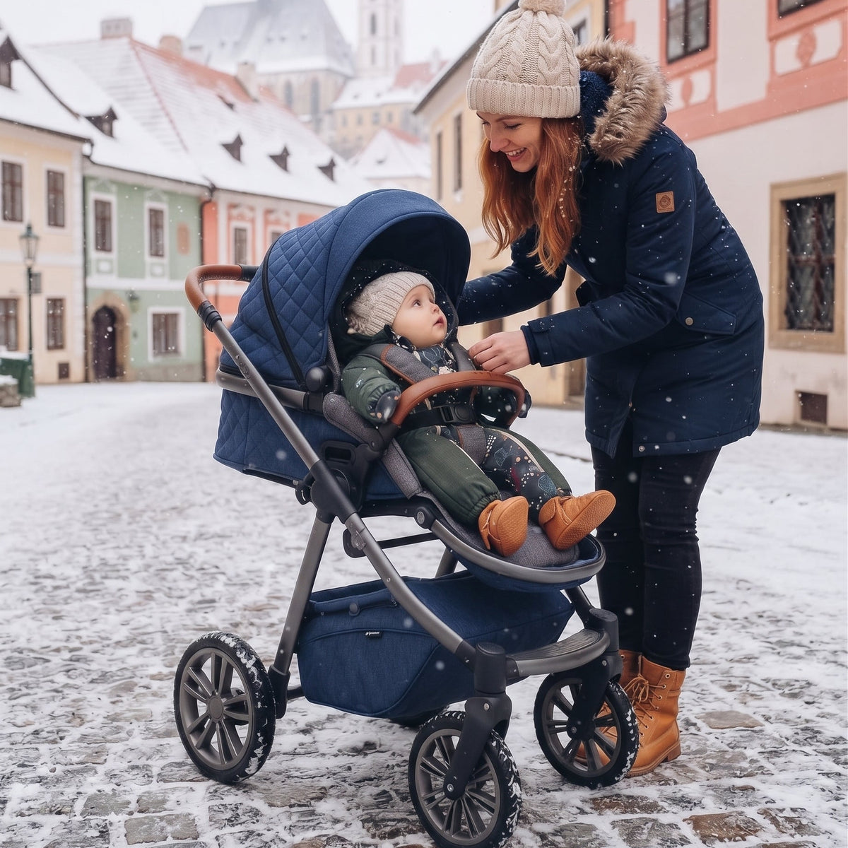 Monkey Mum® Combinezon de iarnă softshell pentru copii cu blăniță de miel - Micul vânător kaki cu ursuleț - măr.62/68, 74/80