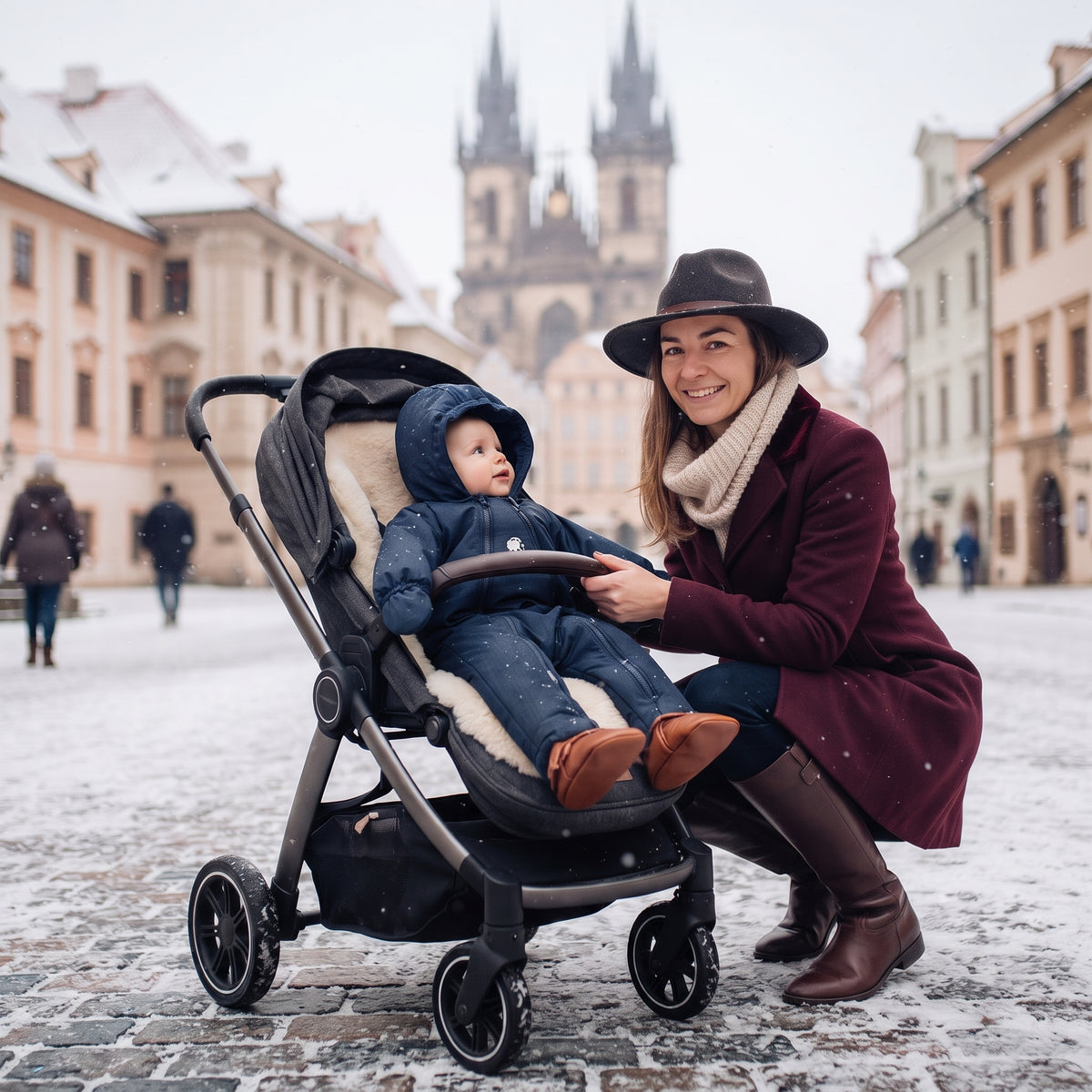 Monkey Mum® Combinezon de iarnă softshell pentru copii cu blăniță de miel - Poveste de seară - măr. 62/68, 74/80