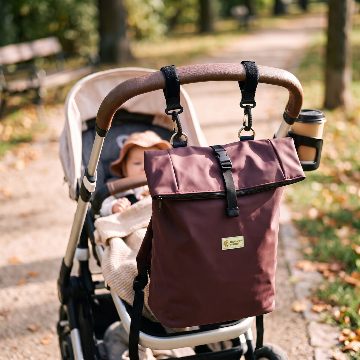 Monkey Mum® Rucsac din softshell pentru cărucior – Urmă de urs