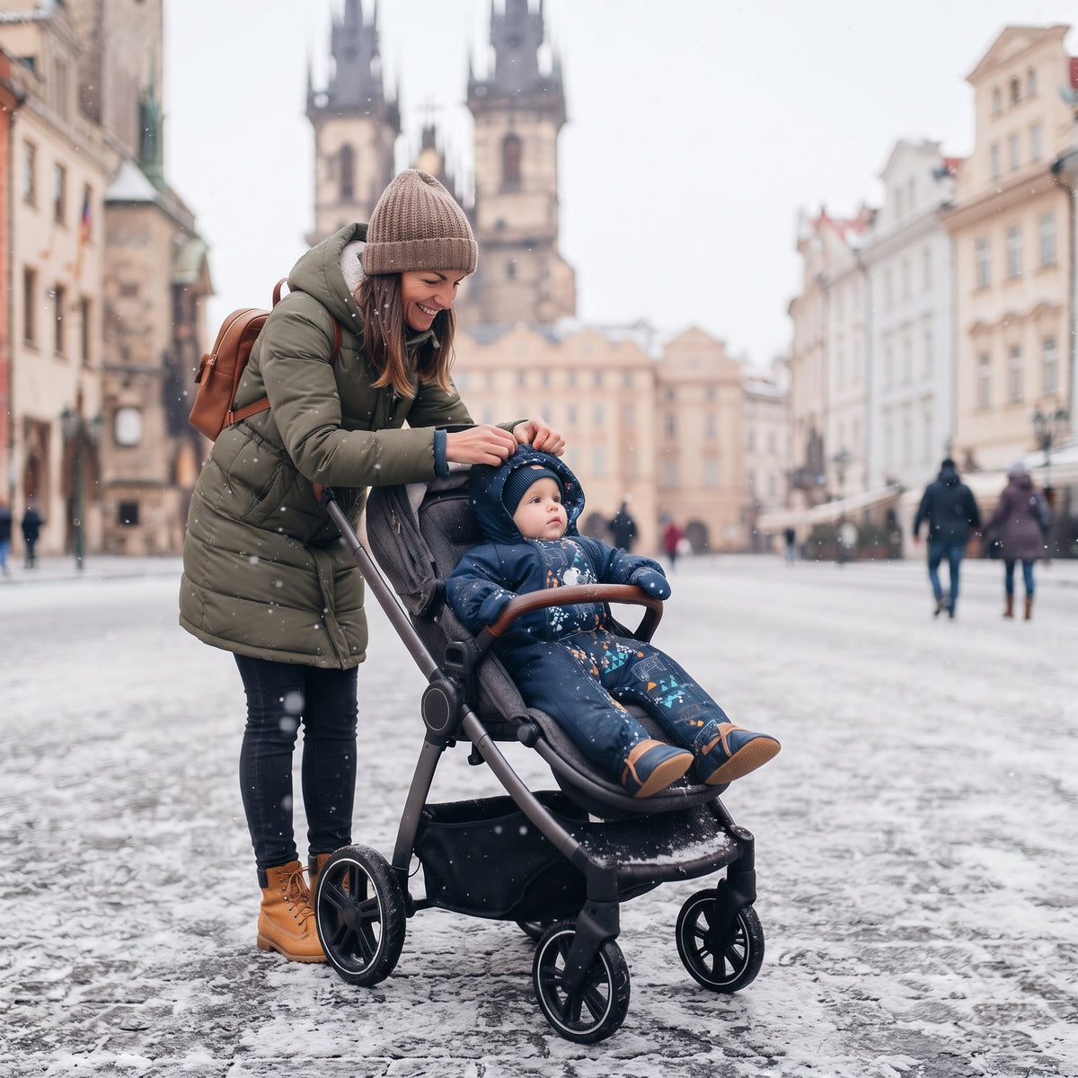 Monkey Mum® Combinezon de iarnă softshell pentru copii cu blăniță de miel - Poveste de seară cu ursuleț - măr. 62/68, 74/80