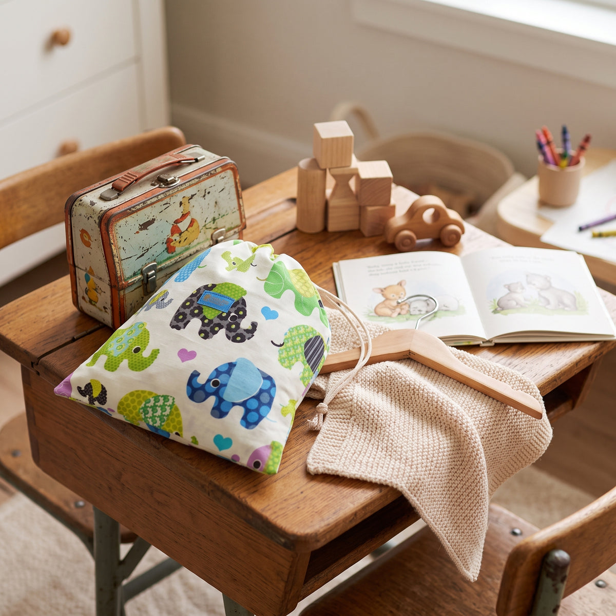 Sac textil Monkey Mum® - Elefant vesel
