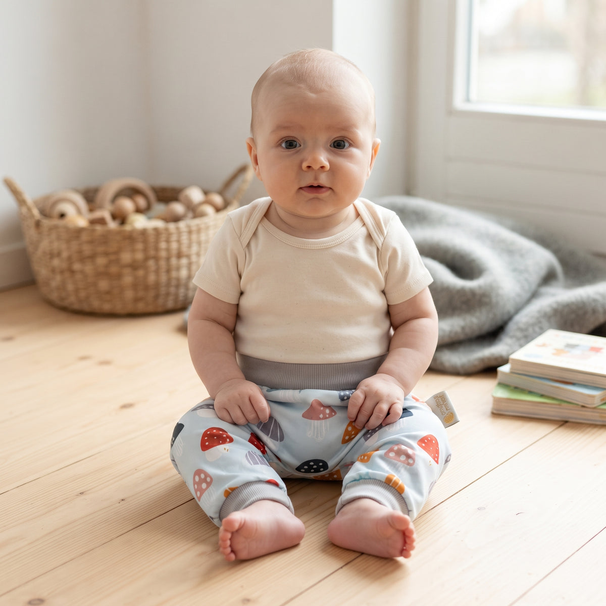 Pantaloni pentru copii din softshell cu membrană Monkey Mum® - Ciuperci pestrițe