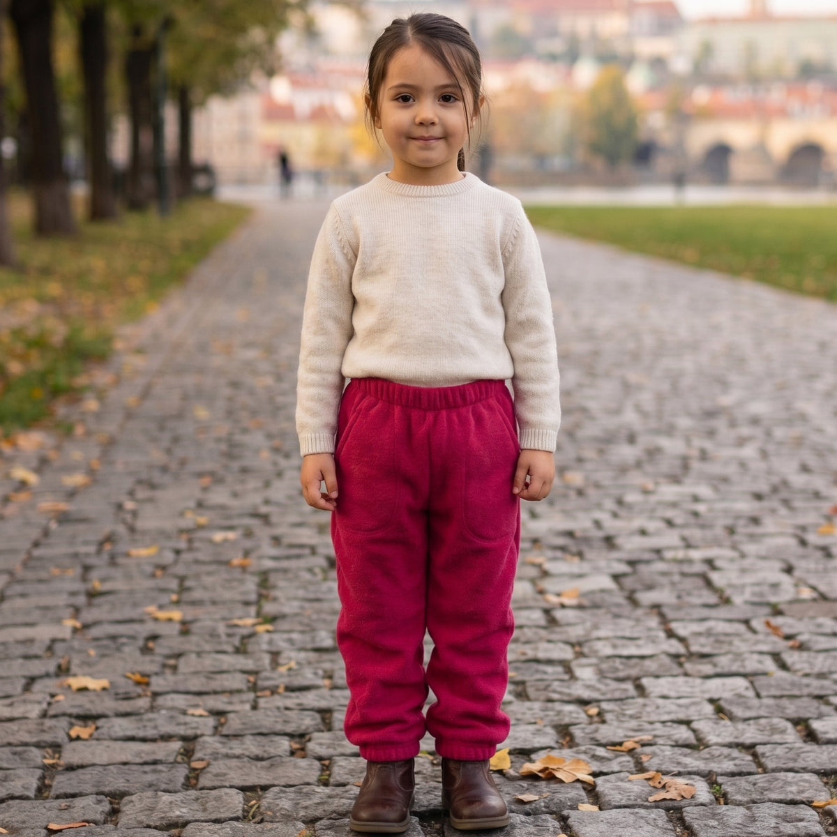 Monkey Mum® pantalonași din fleece - Vișiniu