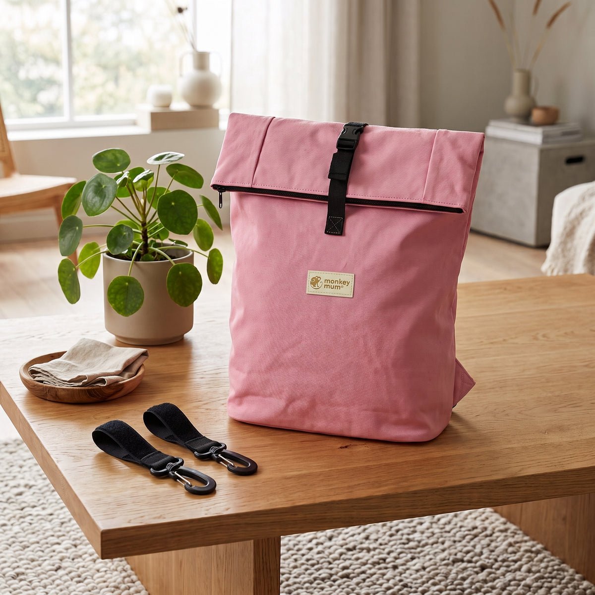 Monkey Mum® Rucsac din softshell pentru cărucior – Vată de zahăr