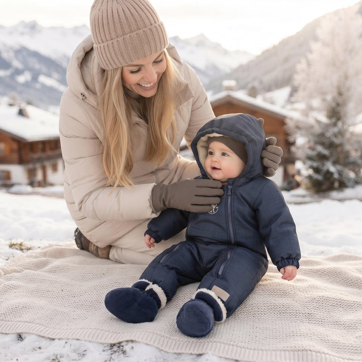 Monkey Mum® Salopetă de iarnă softshell pentru copii cu blăniță - O poveste de seară de basm, calitatea a 2-a - măr. 62/68