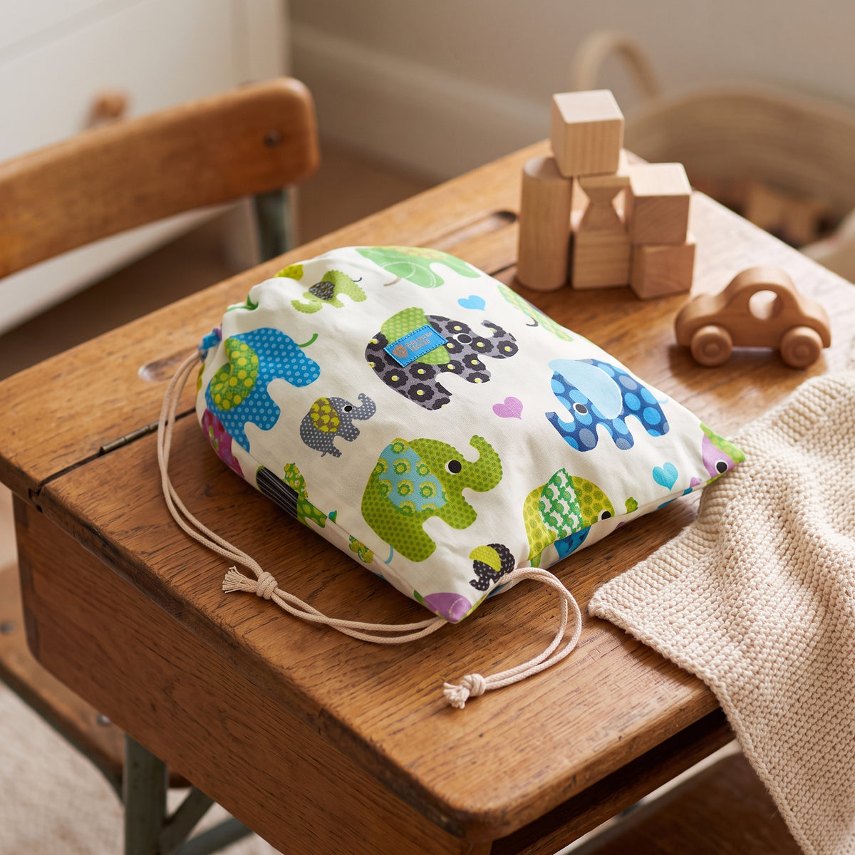 Sac textil Monkey Mum® - Elefant vesel