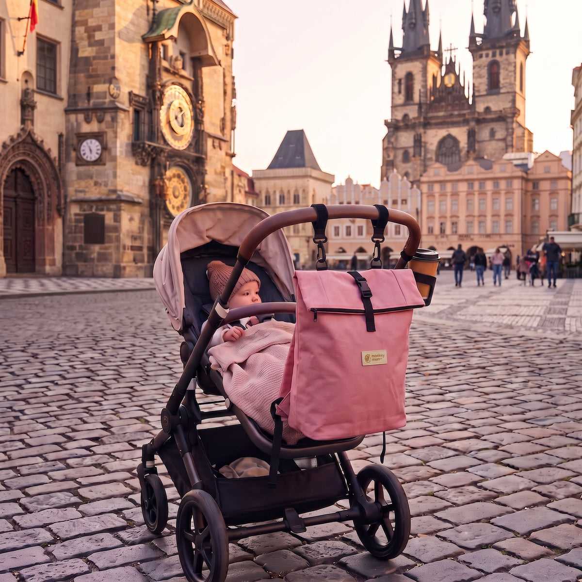 Monkey Mum® Rucsac din softshell pentru cărucior – Vată de zahăr