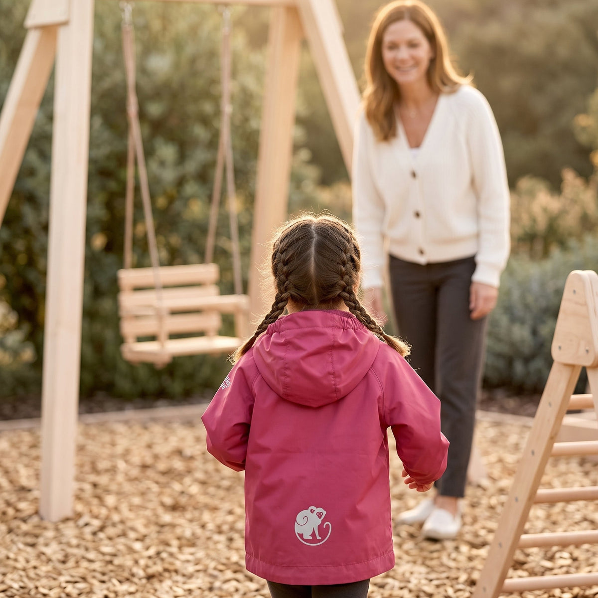 Monkey Mum® geacă din material foșnitor cu mâneci raglan - Vișinie