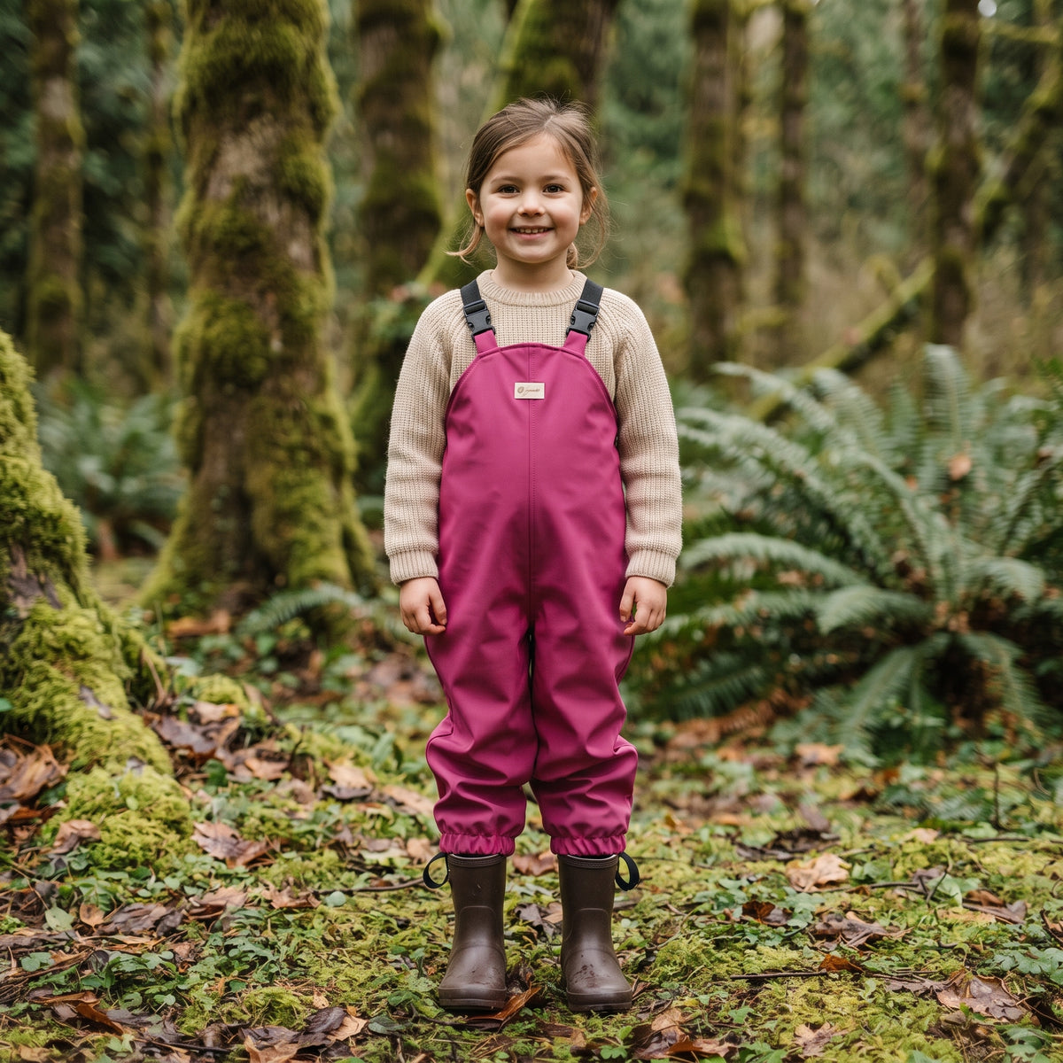 Monkey Mum® pantaloni cu pieptar softshell cu membrană - Zmeură suculentă