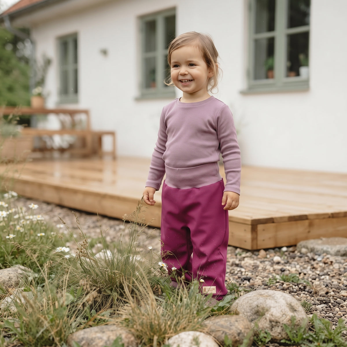 Pantaloni softshell pentru copii, extensibili, cu membrană Monkey Mum® - Zmeură suculentă