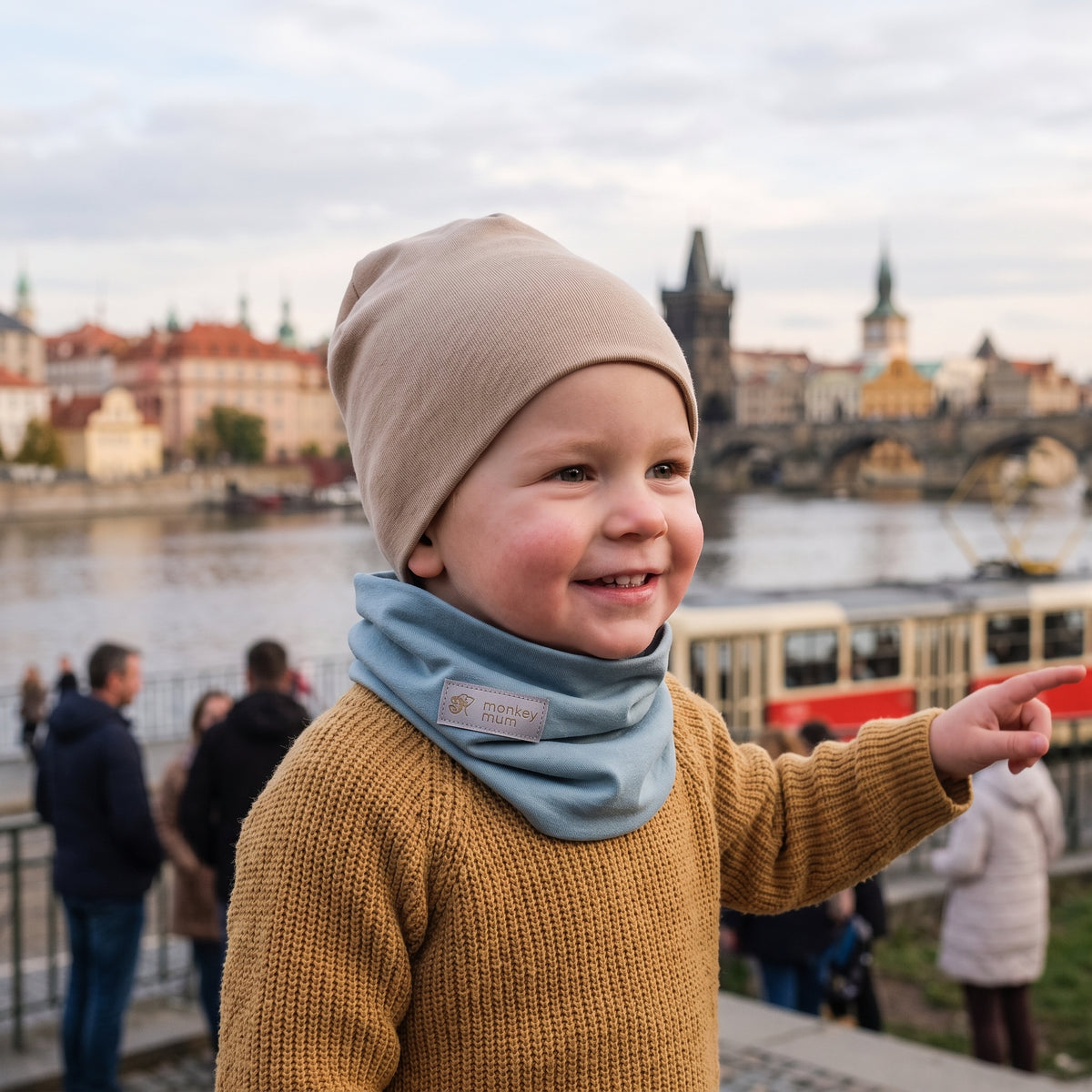 Guler pentru gât Monkey Mum® - Albastru deschis