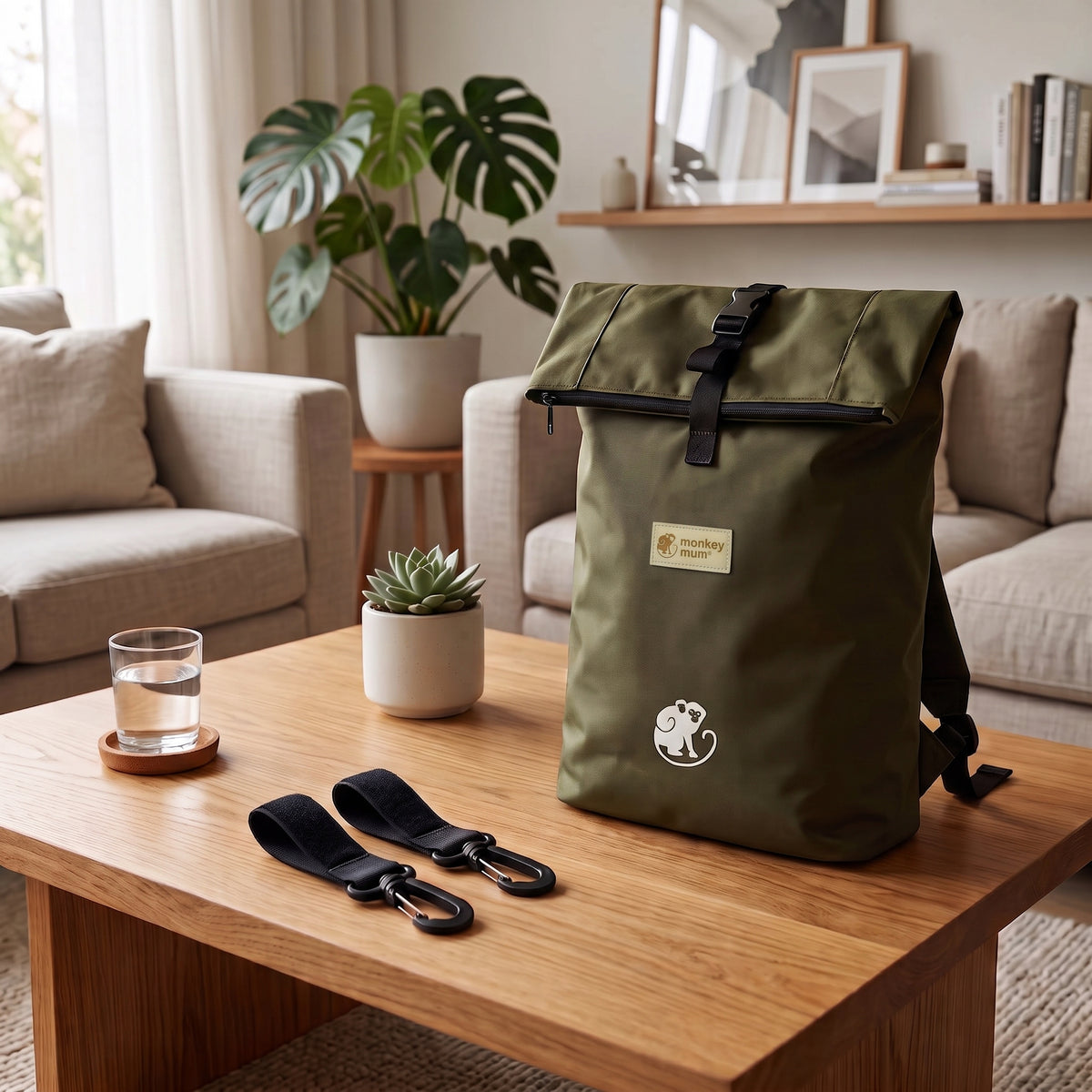 Monkey Mum® Rucsac din twill pentru cărucior – Culorile pădurii