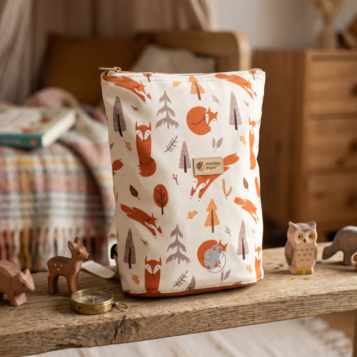 Rucsac softshell pentru copii Monkey Mum® - Joaca vulpițelor