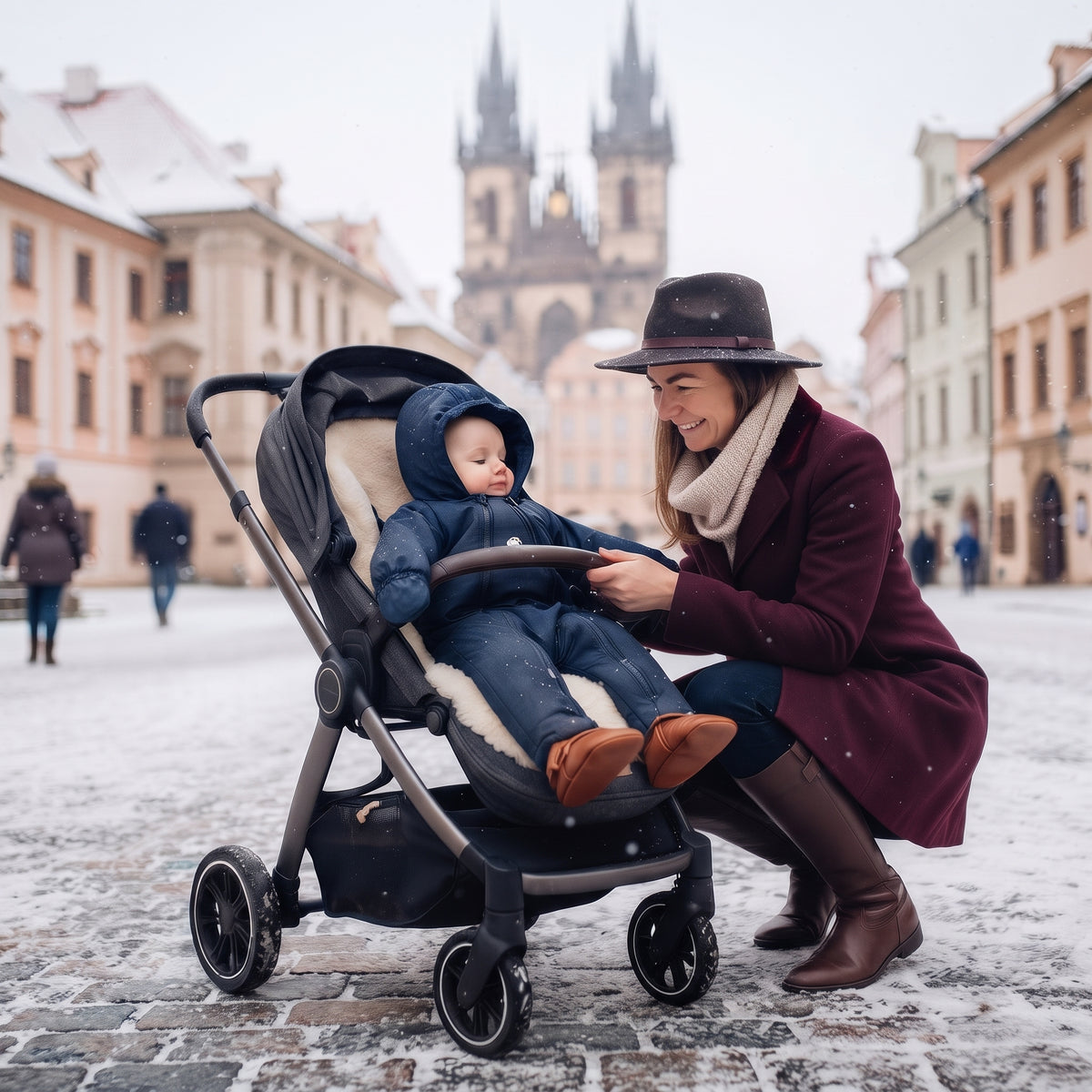 Monkey Mum® Combinezon de iarnă softshell pentru copii cu blăniță de miel - Poveste de seară - măr. 62/68, 74/80
