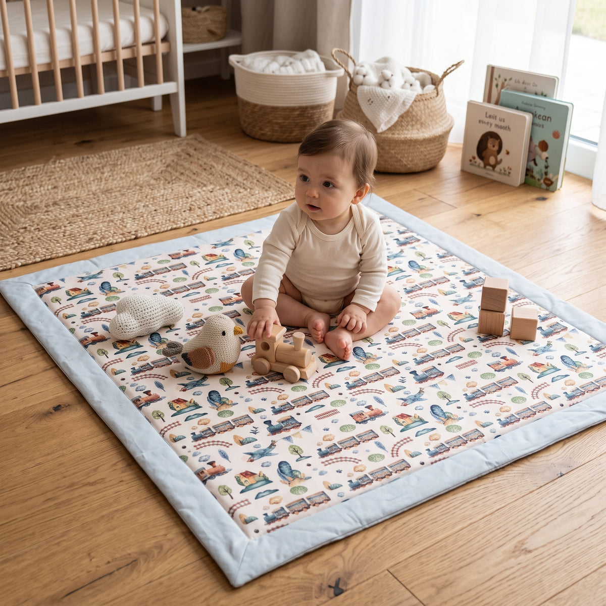 Covoraș de joacă Monkey Mum® - trenuleț