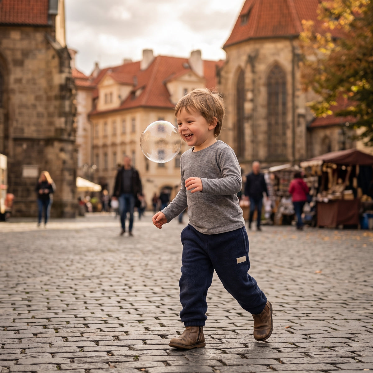 Monkey Mum® pantalonași din fleece - Albastru închis