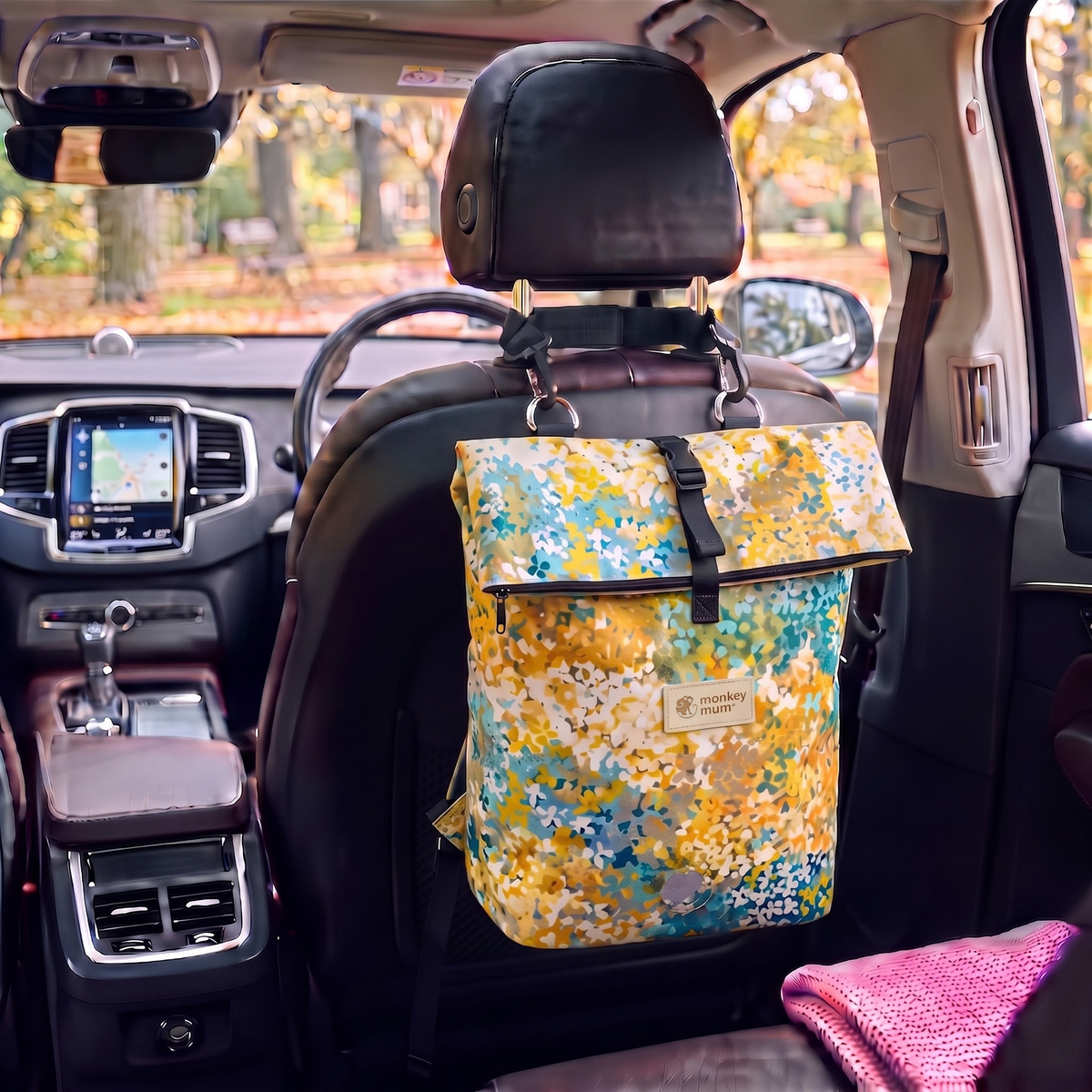 Monkey Mum® Rucsac din twill pentru cărucior – Pajiște înflorită