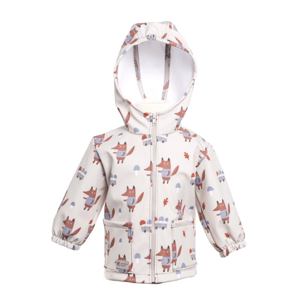 Geacă softshell pentru copii cu membrană Monkey Mum® - Vulpi pe ciuperci