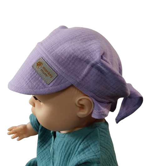 Batic din muselină cu cozoroc Monkey Mum® - Violetă
