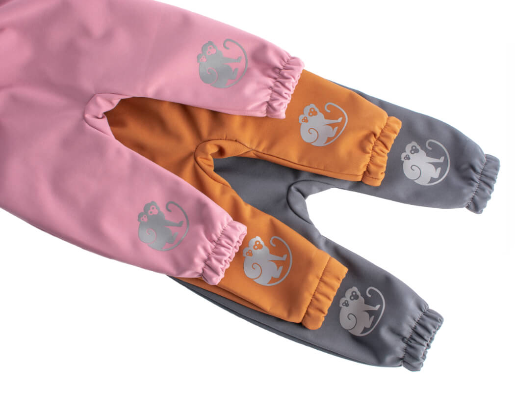 Pantaloni pentru copii din softshell cu membrană Monkey Mum® - Vată de zahăr
