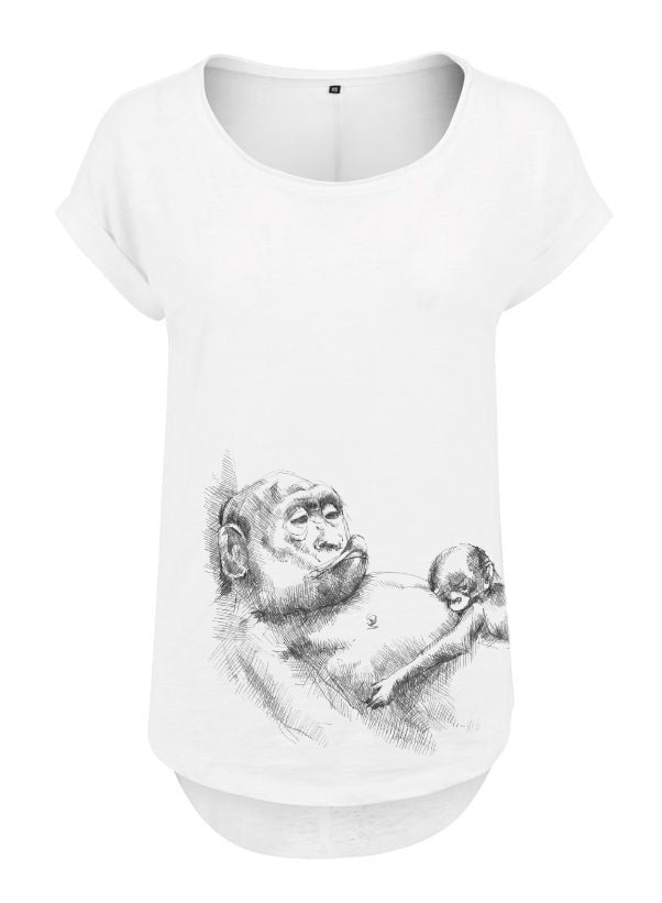 Tricou pentru alăptare Monkey Mum® alb - maimuțică