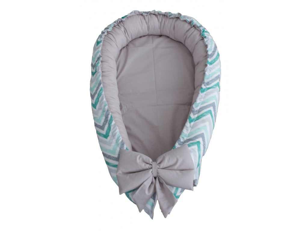 Cuib pentru bebeluși - ZigZag Mint Grey