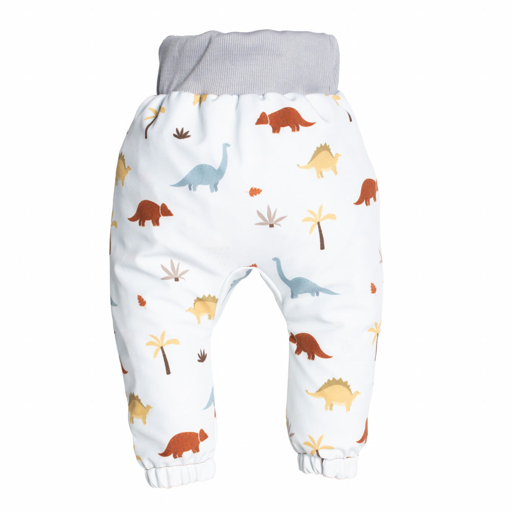 Pantaloni pentru copii din softshell cu membrană Monkey Mum® - Poveste cu dinozauri