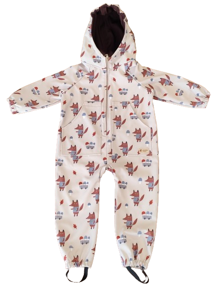 Combinezon softshell cu membrană Monkey Mum® – Vulpile la cules de ciuperci - măr. 98/104, 110/116