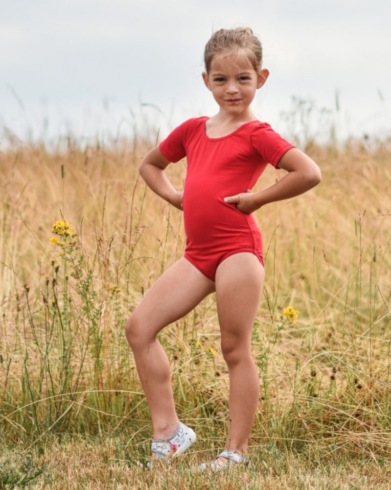 Fete balet, gimnastică tricou, roșu