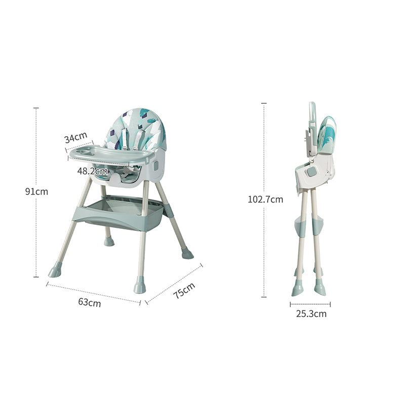 Scaun de masă pentru copii 2v1 Comfort - verde Ornament