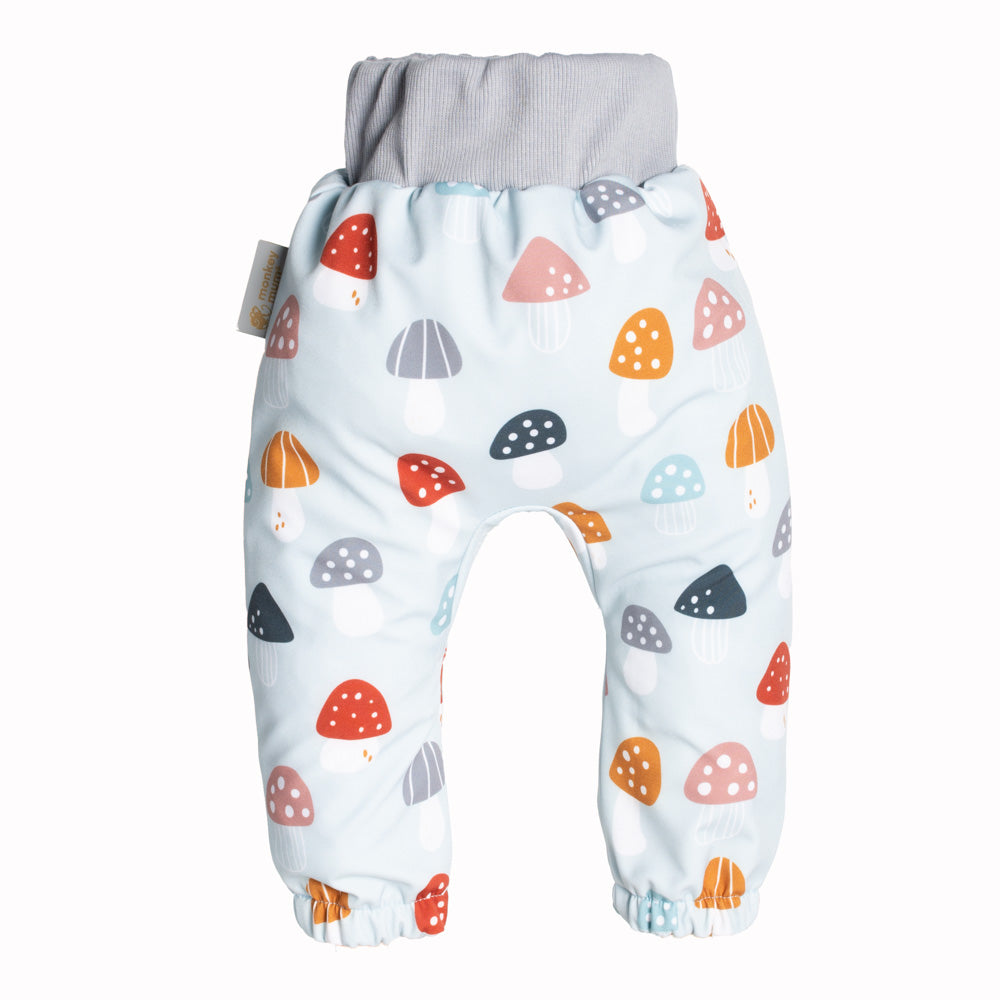 Pantaloni pentru copii din softshell cu membrană Monkey Mum® - Ciuperci pestrițe