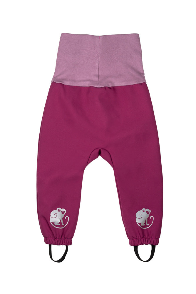Pantaloni softshell pentru copii, extensibili, cu membrană Monkey Mum® - Zmeură suculentă