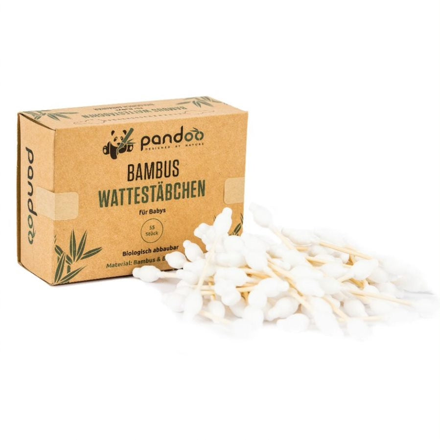 Bețișoare de urechi pentru copii din bambus cu bumbac organic, 55 buc