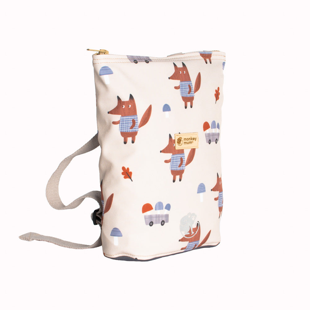 Rucsac softshell pentru copii Monkey Mum® - Vulpi pe ciuperci