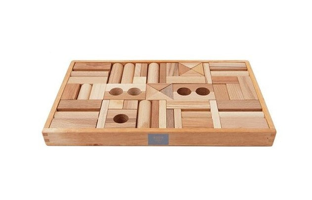 Wooden Story Cuburi in cutie de lemn - 54 buc - Natural