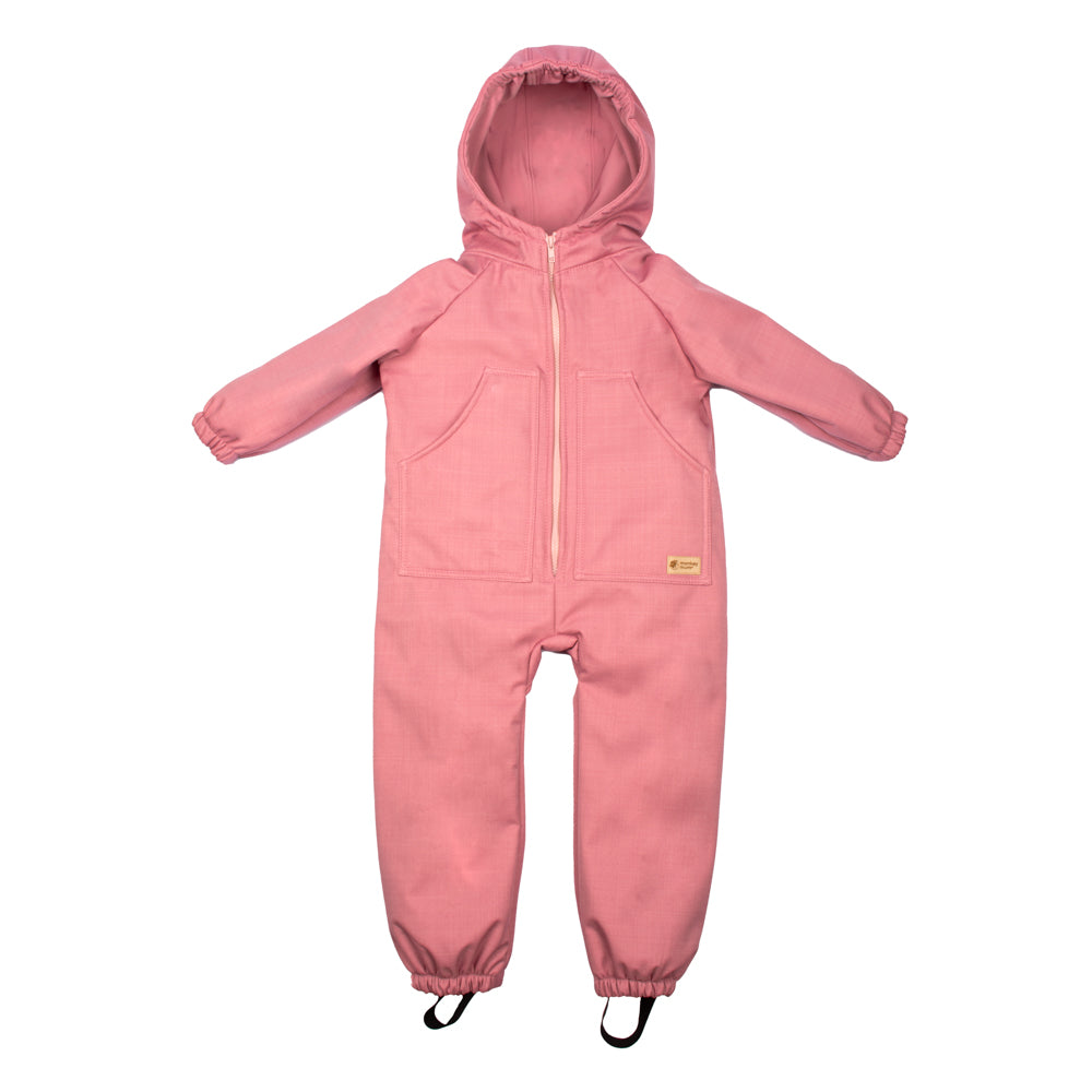 Monkey Mum® Combinezon de iarnă softshell pentru copii cu blăniță de miel - Oiță roz - măr. 98/104, 110/116