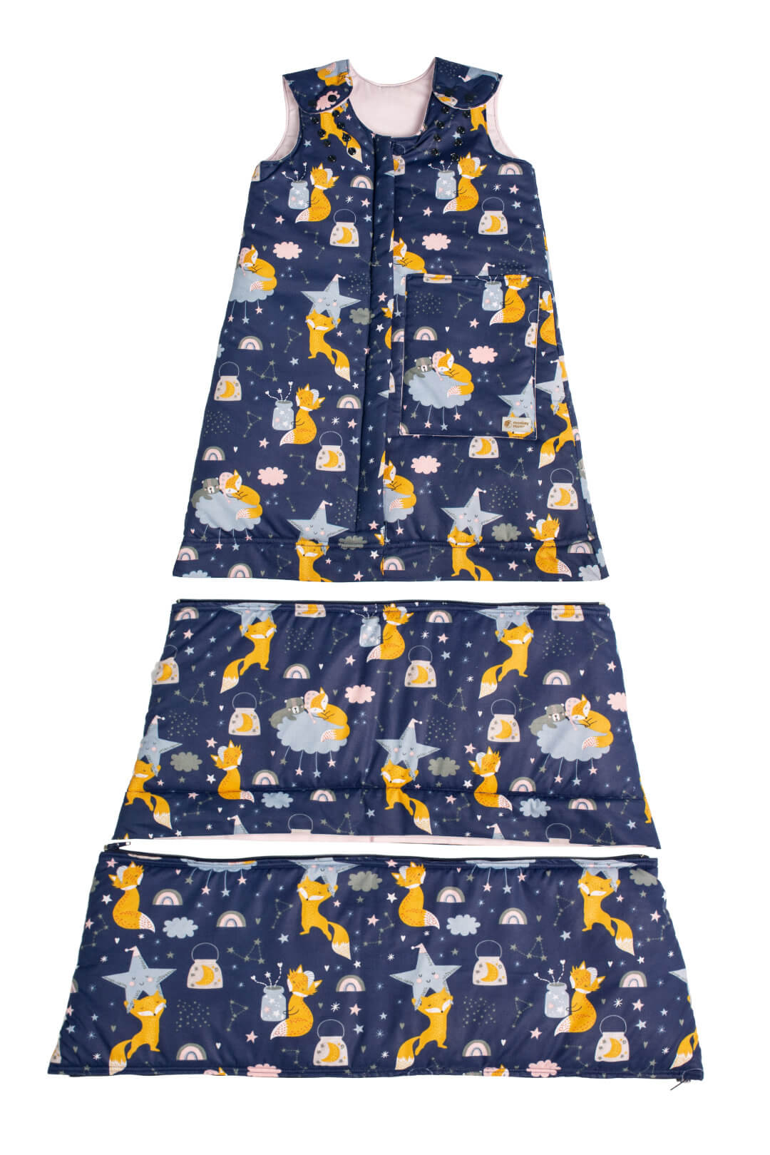 Sac de dormit de iarnă ajustabil Monkey Mum® 0 - 4 ani - set - Visând cu vulpea
