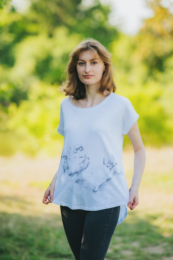 Tricou pentru alăptare Monkey Mum® alb - maimuțică