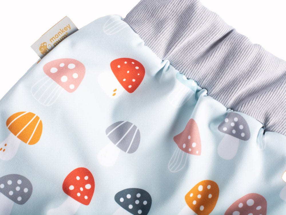 Pantaloni pentru copii din softshell cu membrană Monkey Mum® - Ciuperci pestrițe