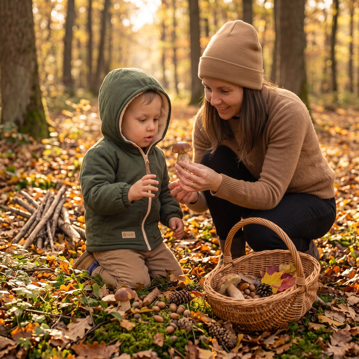 Jachetă de iarnă din softshell pentru copii cu blăniță Monkey Mum® - Micul vânător kaki